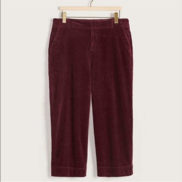 Addition Elle Women Red Wine Corduroy Wide Crop Leg Pant Size 10 - Picture 2 of 16